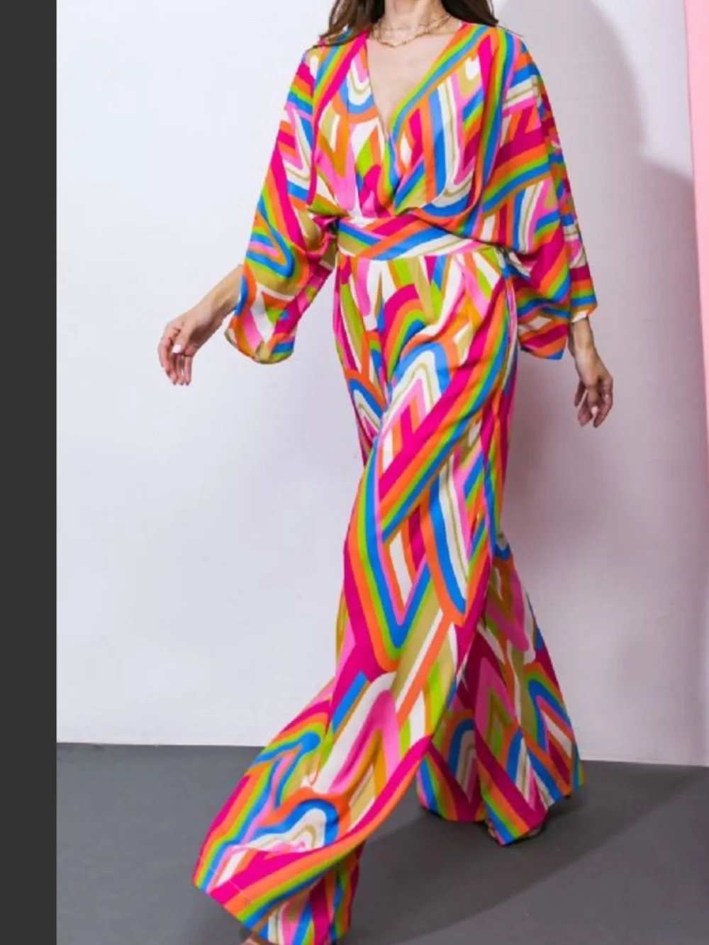 FLYING TOMATO Vibrant Multi-Color Wide-Leg Jumpsuit - Picture 2 of 7
